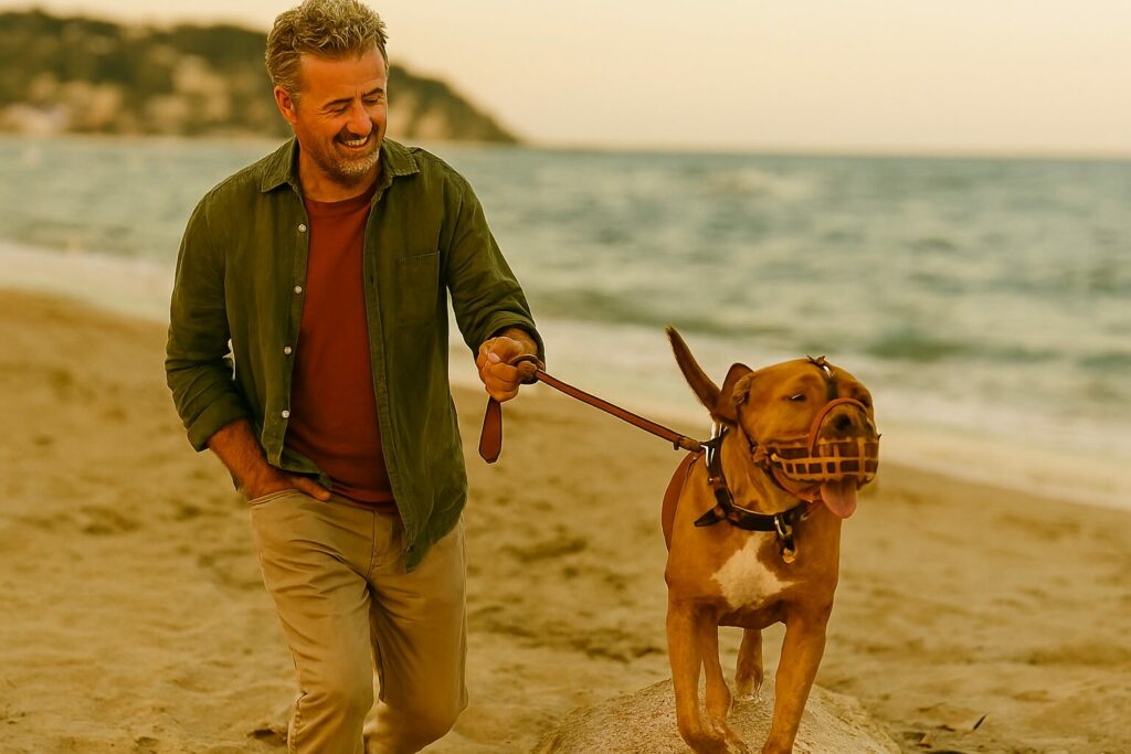 Garde et promenade-pitbull muselière